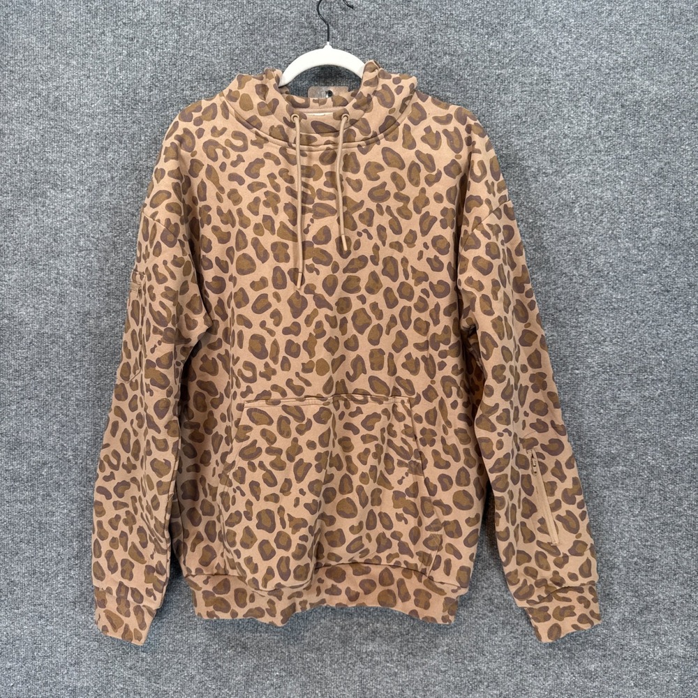 Comfrt Airplane Mode Hoodie Women Medium Brown Leopard Print Sweatshirt Lounge